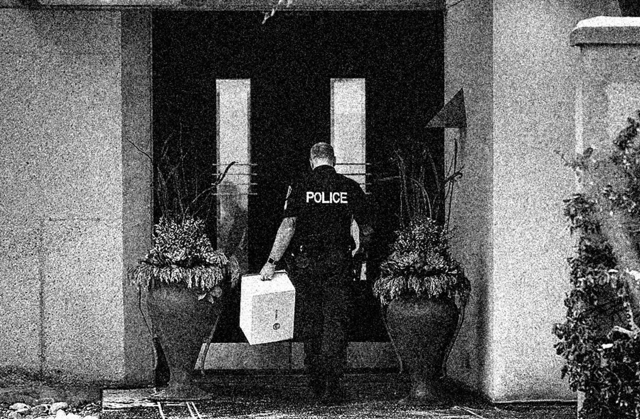 Police at the Shermans’ home on Dec. 15