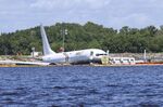 A Boeing 737 arriving from Cuba sits in a river after slipping off the end of a runway in Jacksonville, Florida on Saturday, May 4.