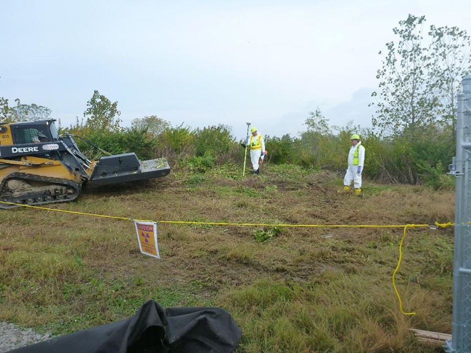 Contractors conduct a survey at the West Lake Landfill, an EPA Superfund site in Bridgeton, Missouri, in October 2013.