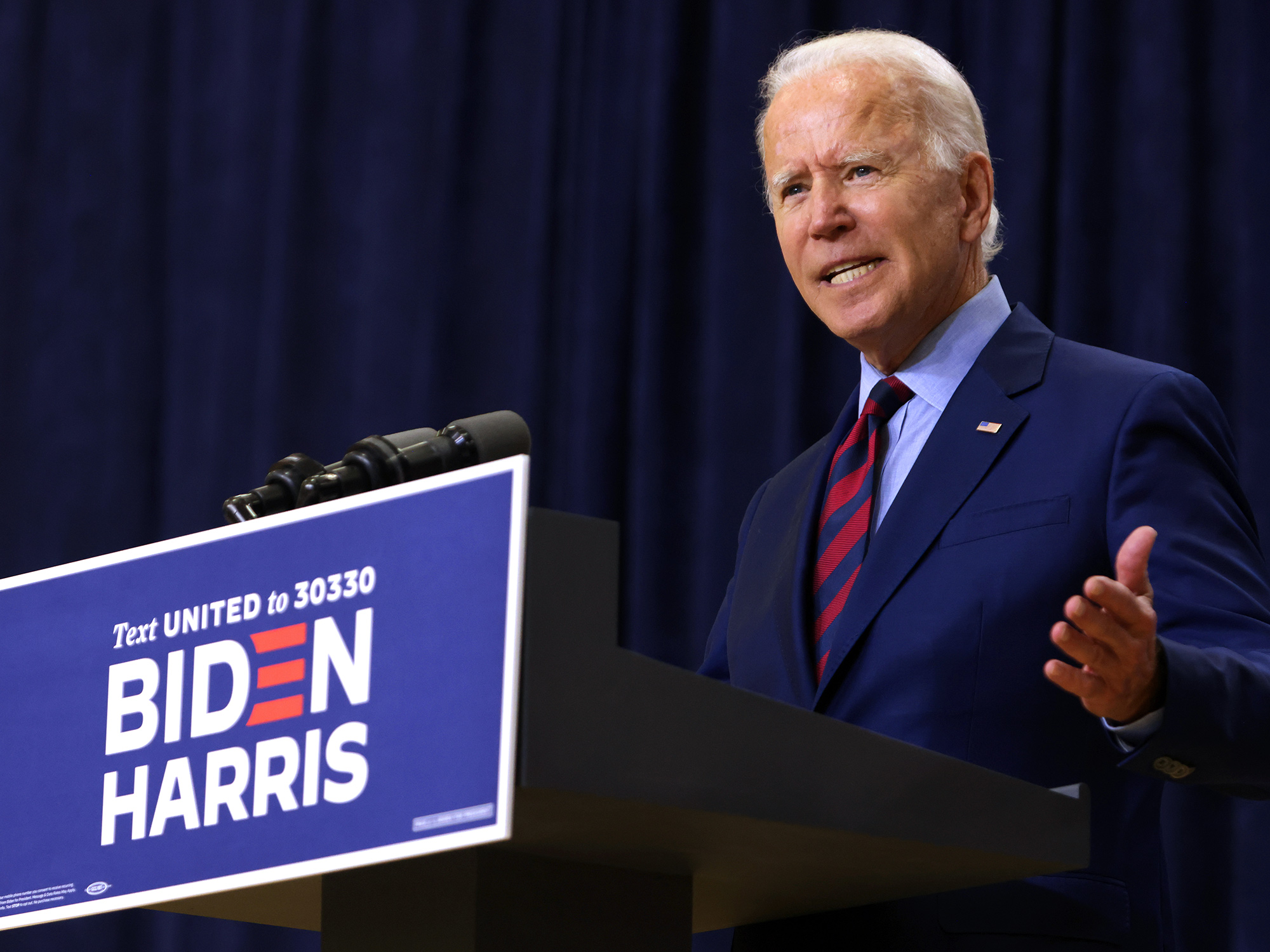 Joe Biden speaks during a campaign event in Wilmington, Delaware, on Sept. 4.