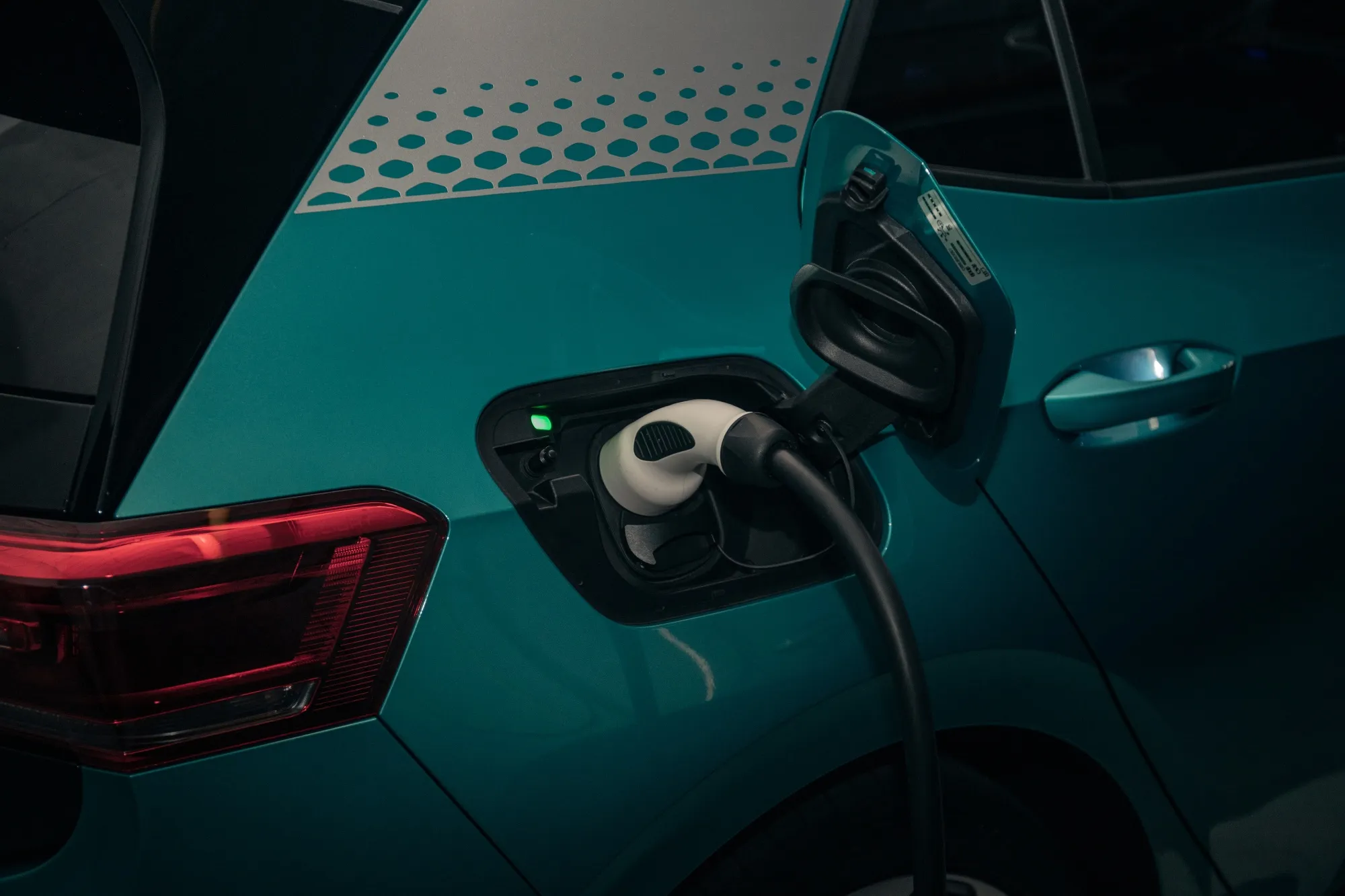 The charging port of a Volkswagen AG ID.3 electric vehicle.
