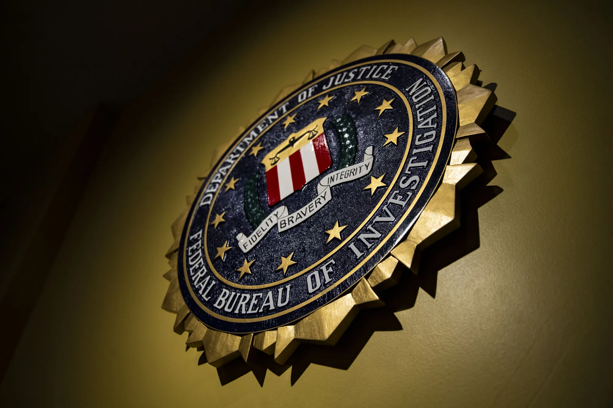The seal of the Federal Bureau of Investigation in Washington, DC.