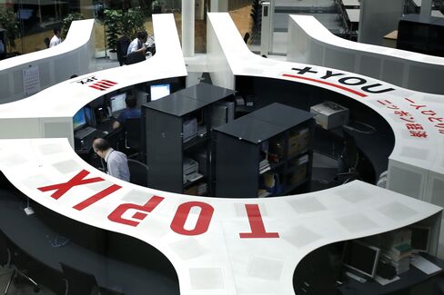 Inside Tokyo Stock Exchange And Stock Boards As Asian Stocks Fall After Malaysia Airlines Plane Shot Down