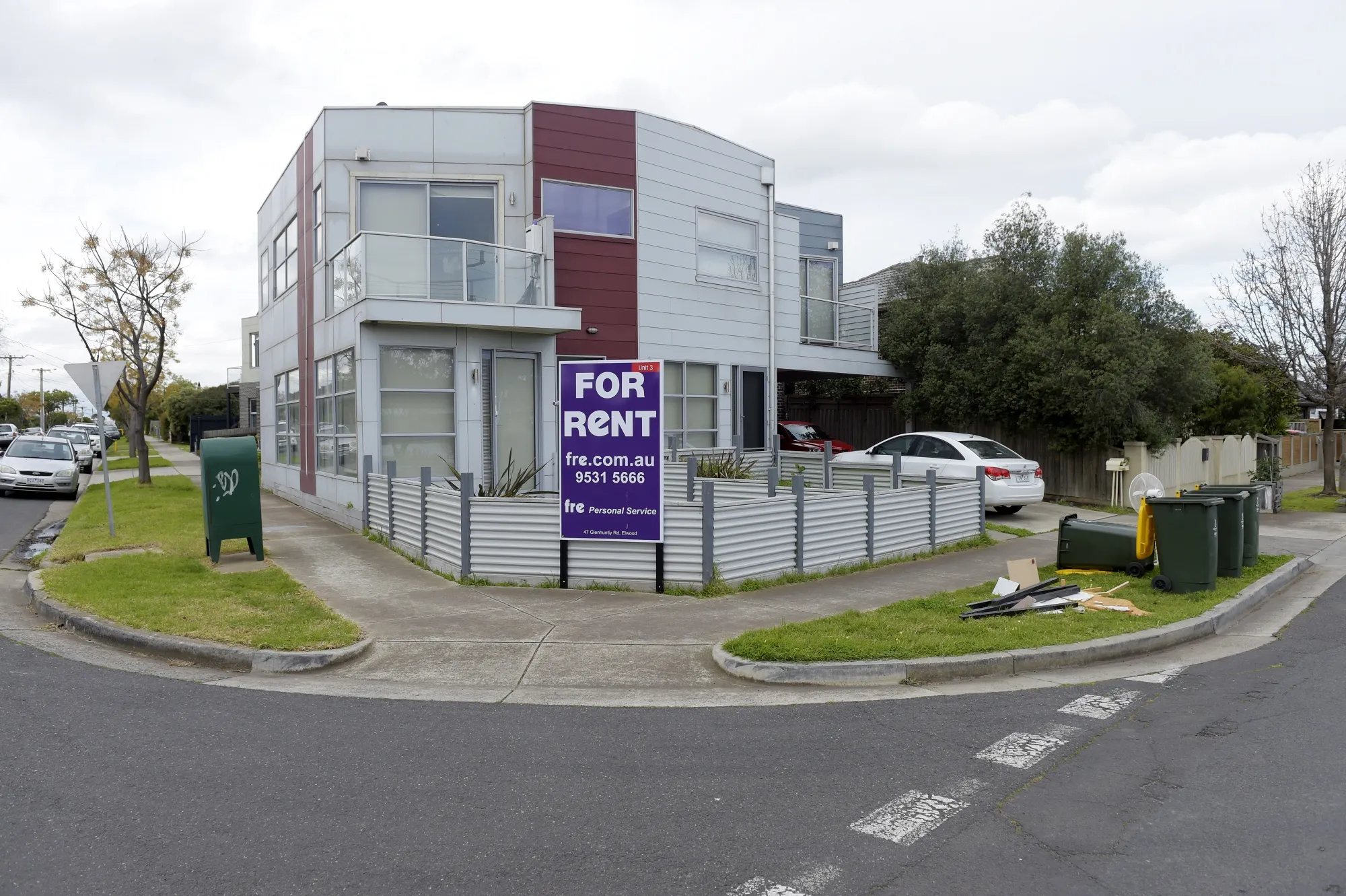A 'For Rent' sign outside a property in Melbourne, Australia.
