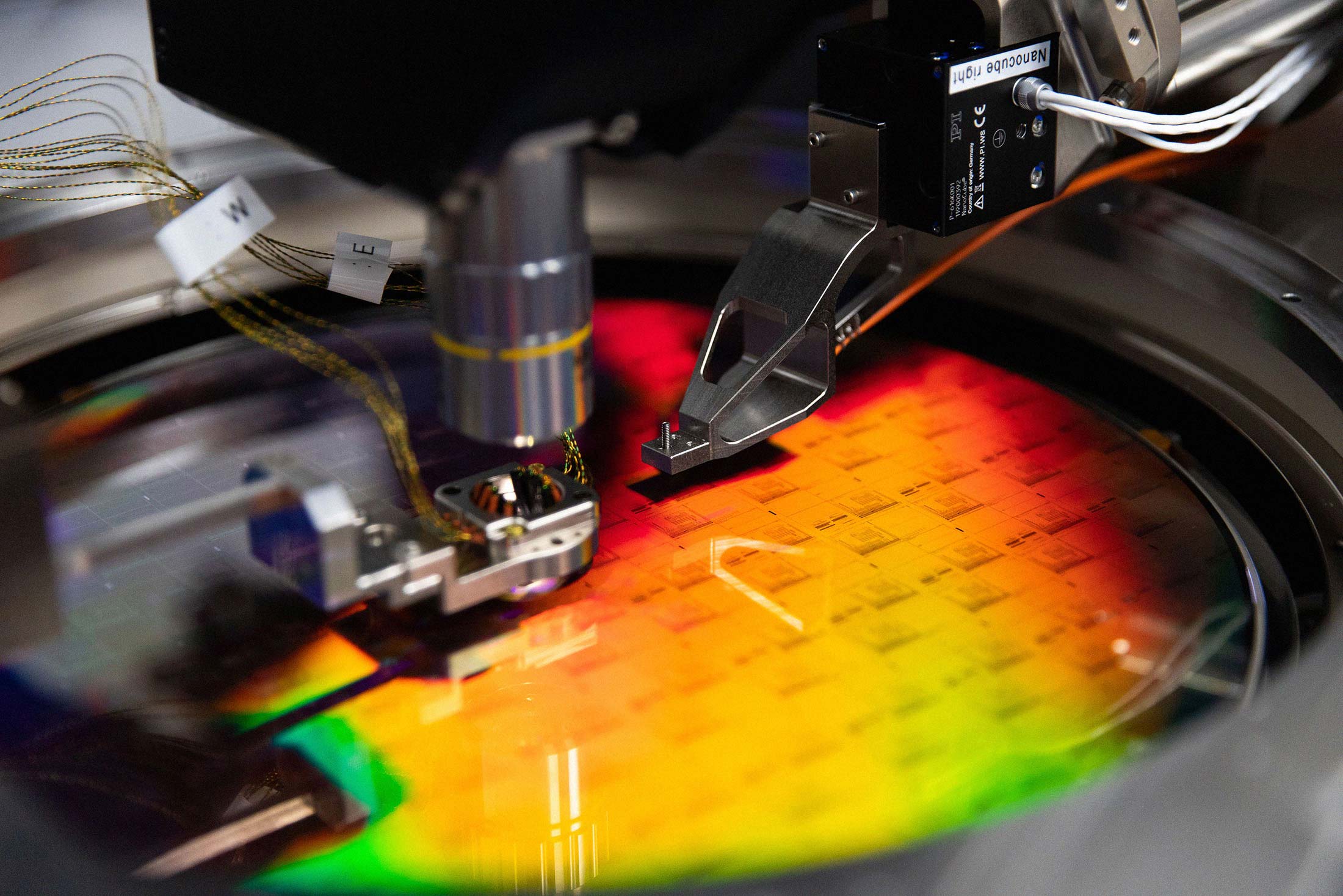 A PsiQuantum silicon wafer at the company’s lab in Palo Alto.