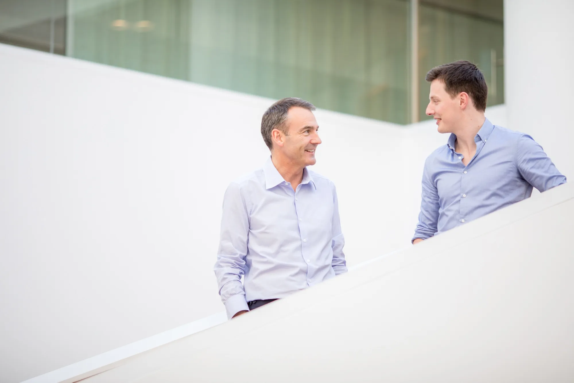 Bernard Looney, CEO of upstream at BP, left, and his mentor, Connor Tann,&nbsp;at the company's head offices in London