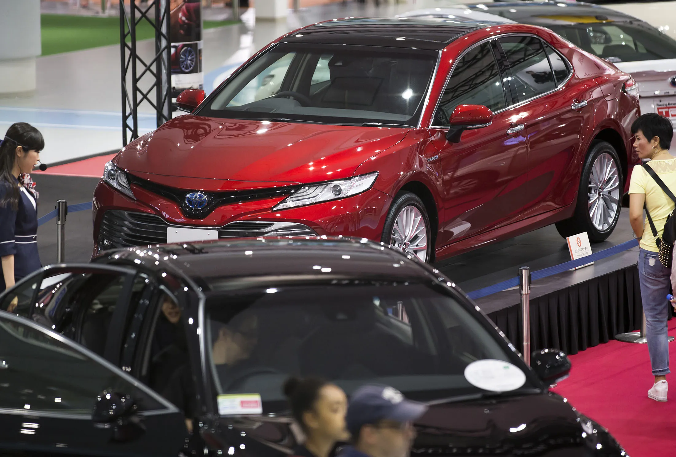 A Toyota Camry on display in Tokyo on Aug. 1, 2017.
