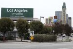 An anti-poverty billboard is pictured on Wilshire Boulevard in Los Angeles.