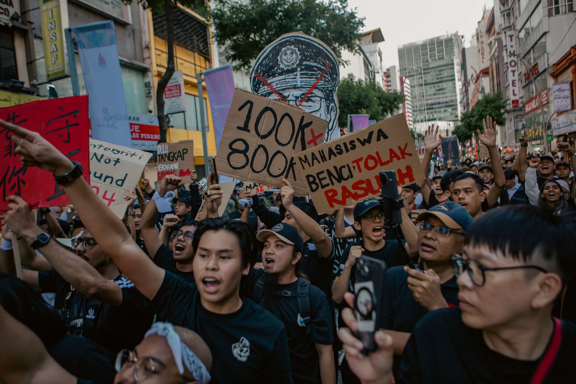 Protesters march against Malaysian Anti-Corruption Commission (MACC) Chief Commissioner Azam Baki in Kuala Lumpur, on Feb. 15.