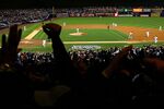 of the New York Yankees against the Philadelphia Phillies in Game Six of the 2009 MLB World Series at Yankee Stadium on November 4, 2009 in the Bronx borough of New York City.
