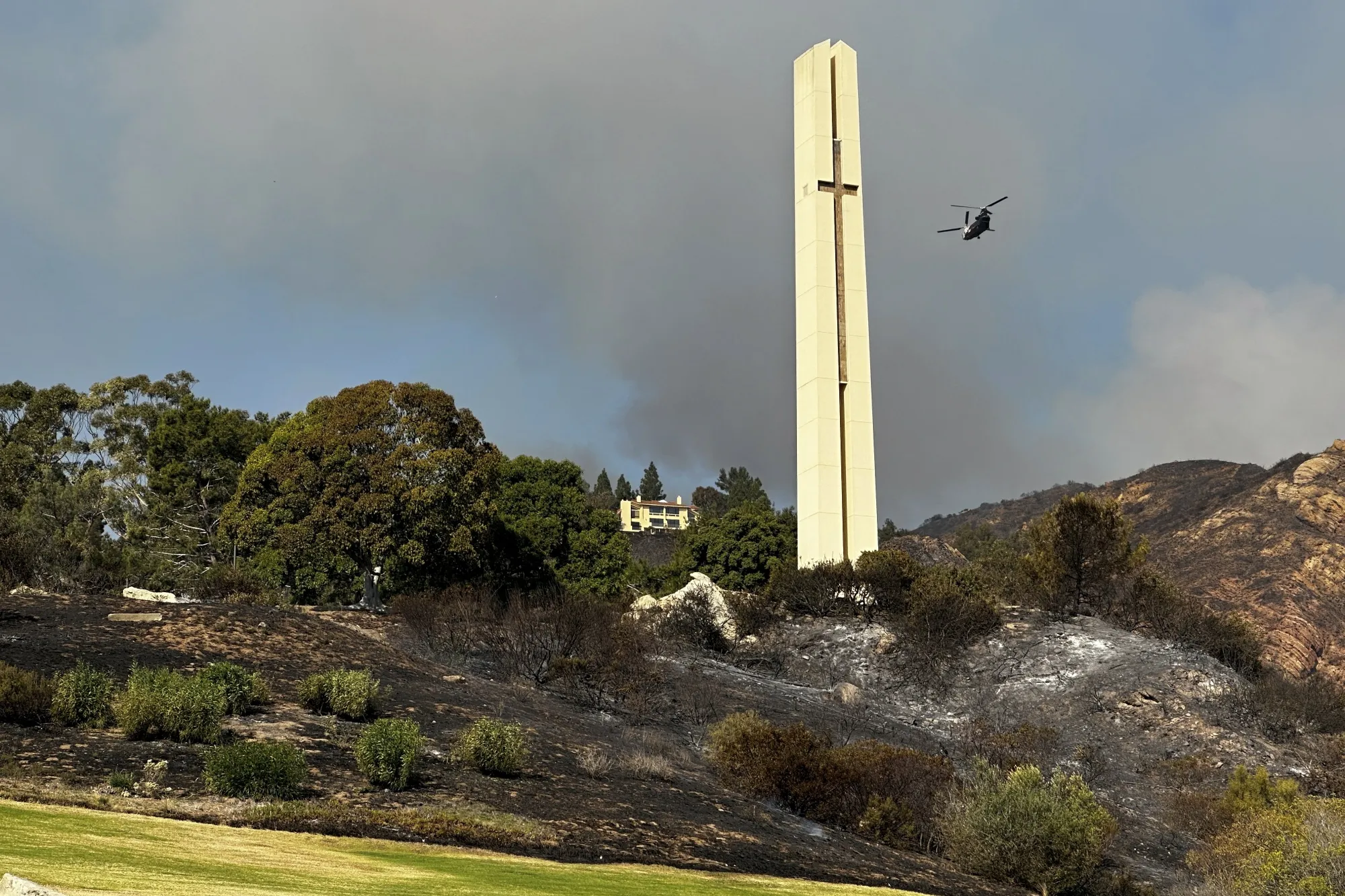 A charred hillside is seen after the Franklin Fire swept through on the Pepperdine University grounds on Dec. 10.