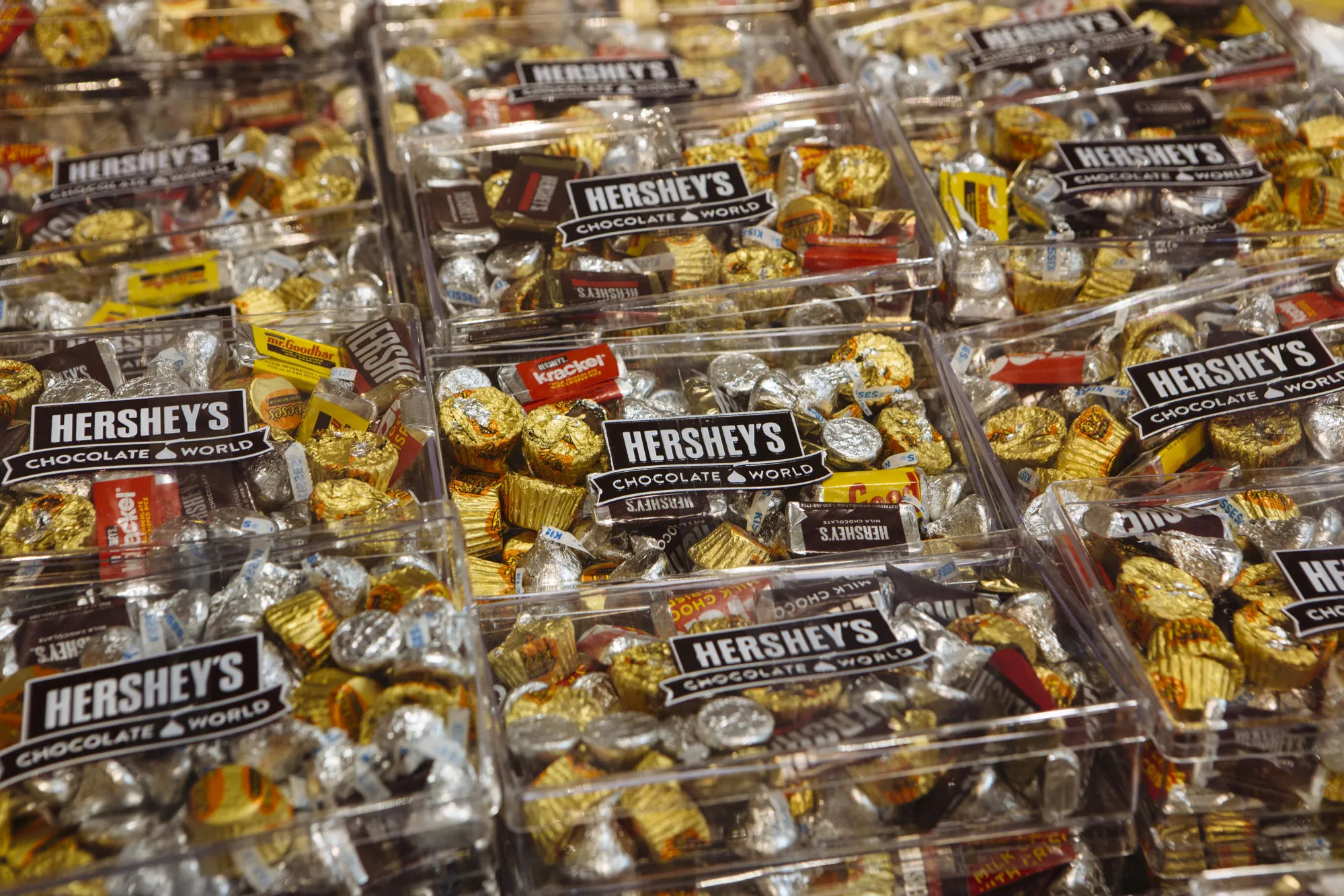 Boxes of assorted Hershey&nbsp;chocolates.