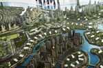 A model of the Forest City development&nbsp;at the Country Garden&nbsp;showroom in Johor, Malaysia.
