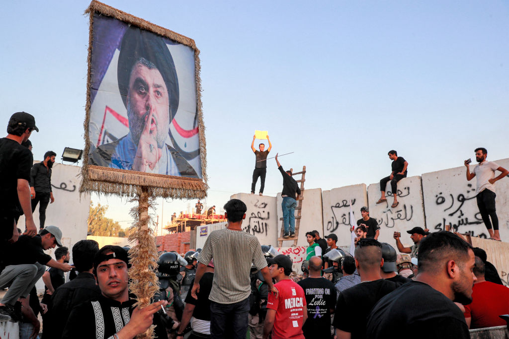 A protest outside the Swedish embassy in Baghdad, on July 20.
