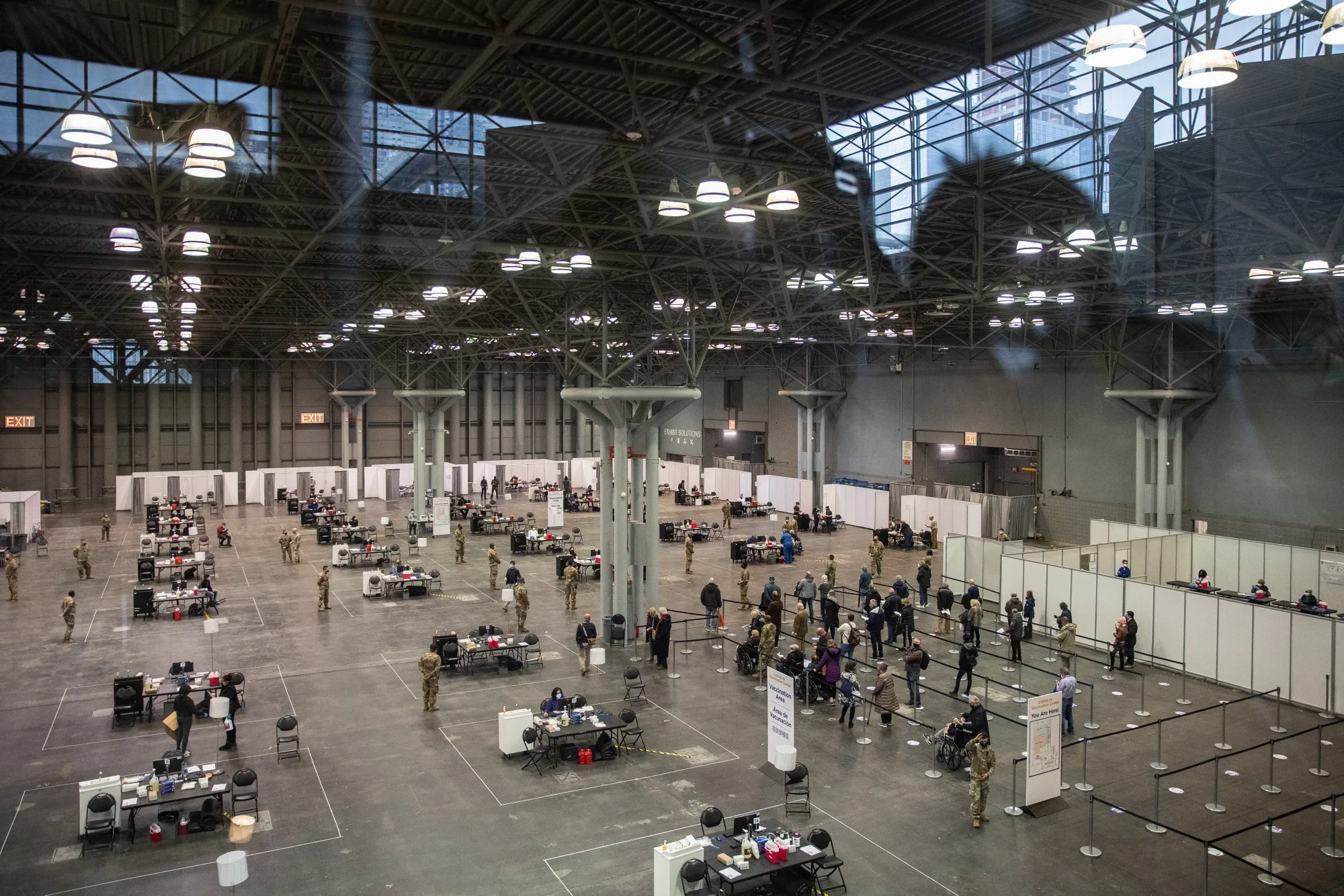 The Jacob Javits Convention Center Covid-19 vaccination site in New York.