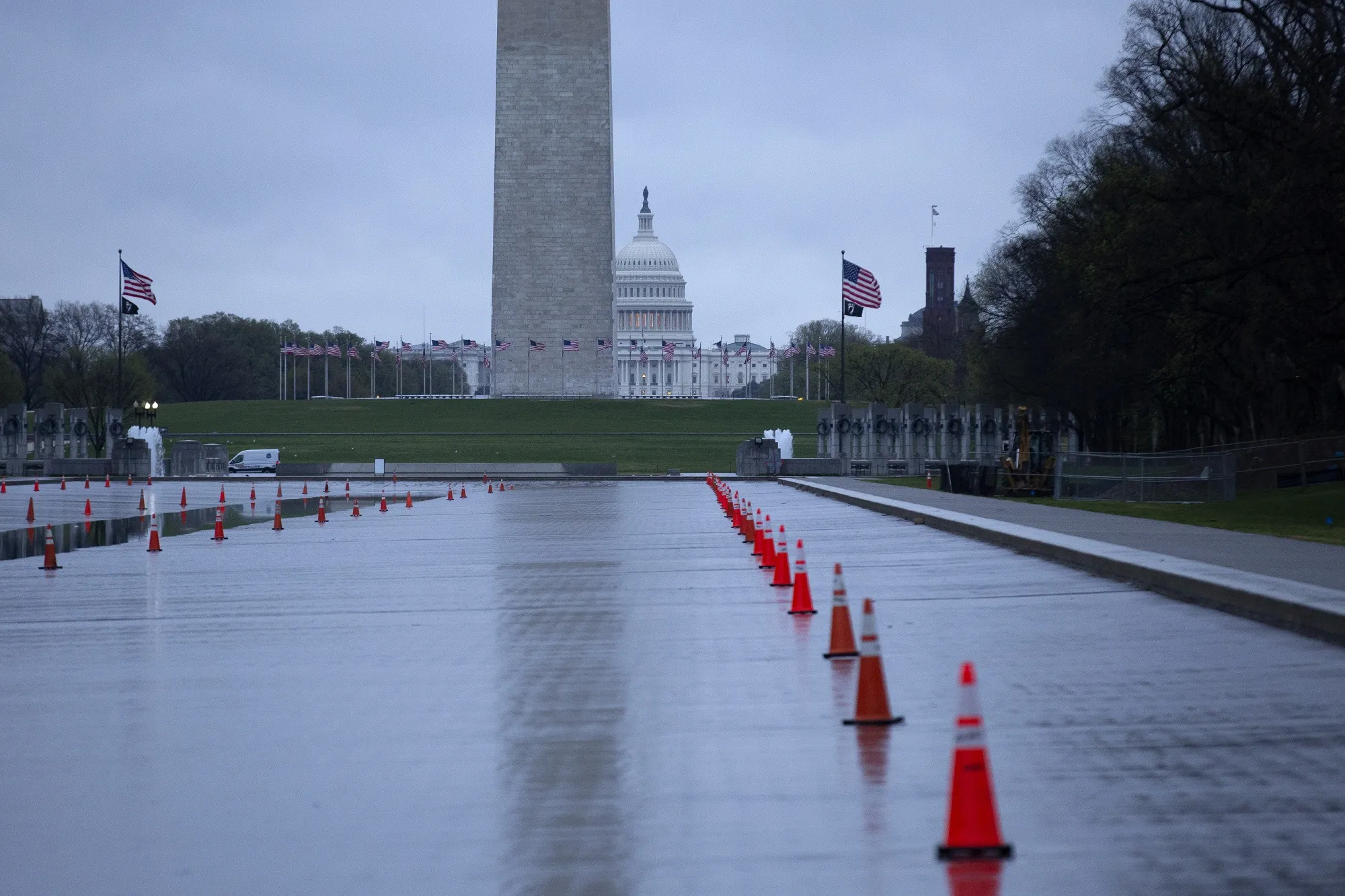 The U.S. Capitol stands past the Washington Monument in Washington, D.C.