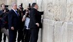 Netanyahu stands by as Pompeo visits the Western Wall in Jerusalem on March 21. 