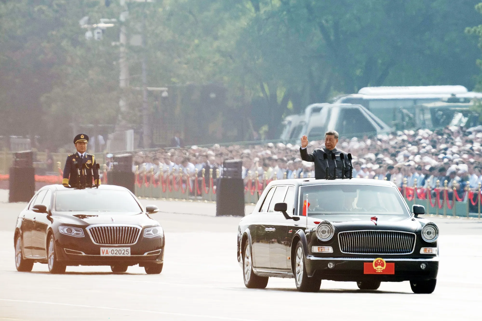 Xi Jinping inspects members of the People's Liberation Army during a military parade in Beijing, on Sept. 3.