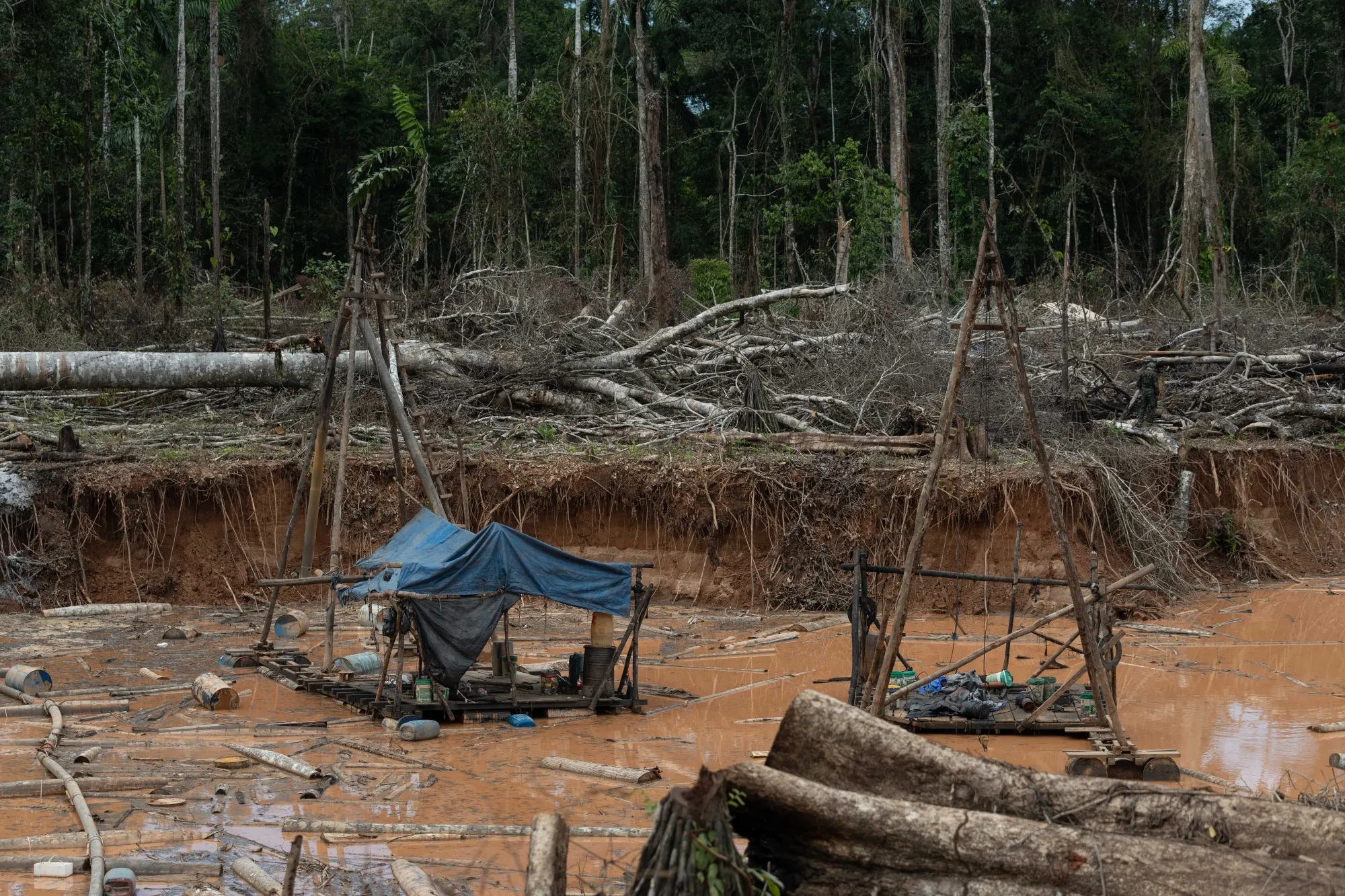 A dredge used for illegal mining in the Tambopata National Reserve near Puerto Maldonado, Peru, in August.