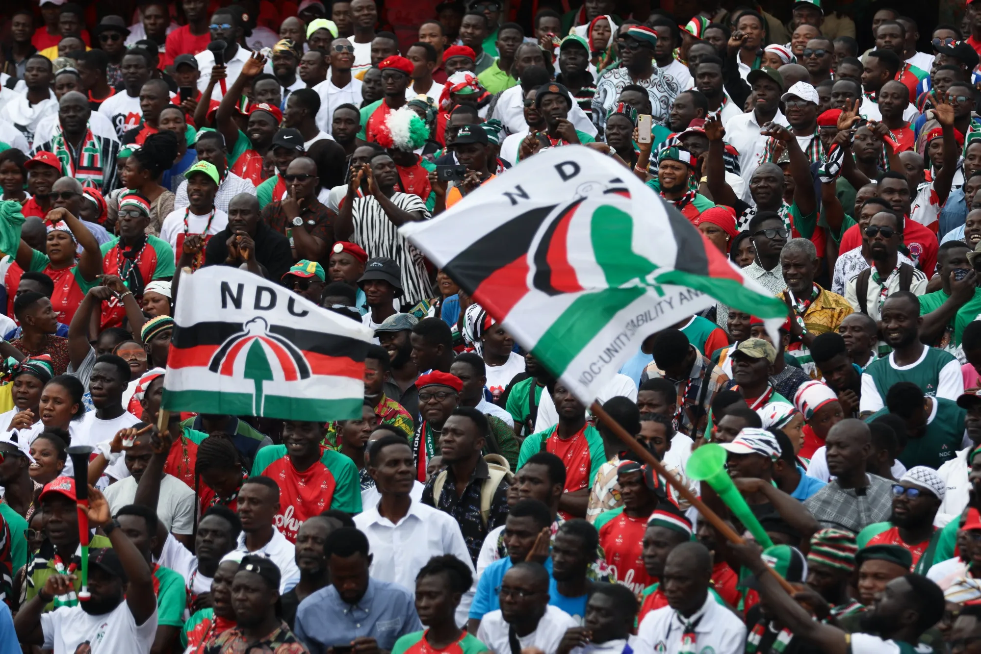 Supporters of&nbsp;the National Democratic Congress during the party's manifesto's launch ahead of the 2024 Presidential Elections in Winneba, Ghana.