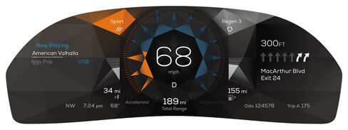 A view of the digital dash display.