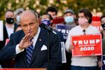 Rudy Giuliani, the president’s personal lawyer, speaks during a news conference in Philadelphia, Pennsylvania, on Nov. 4.