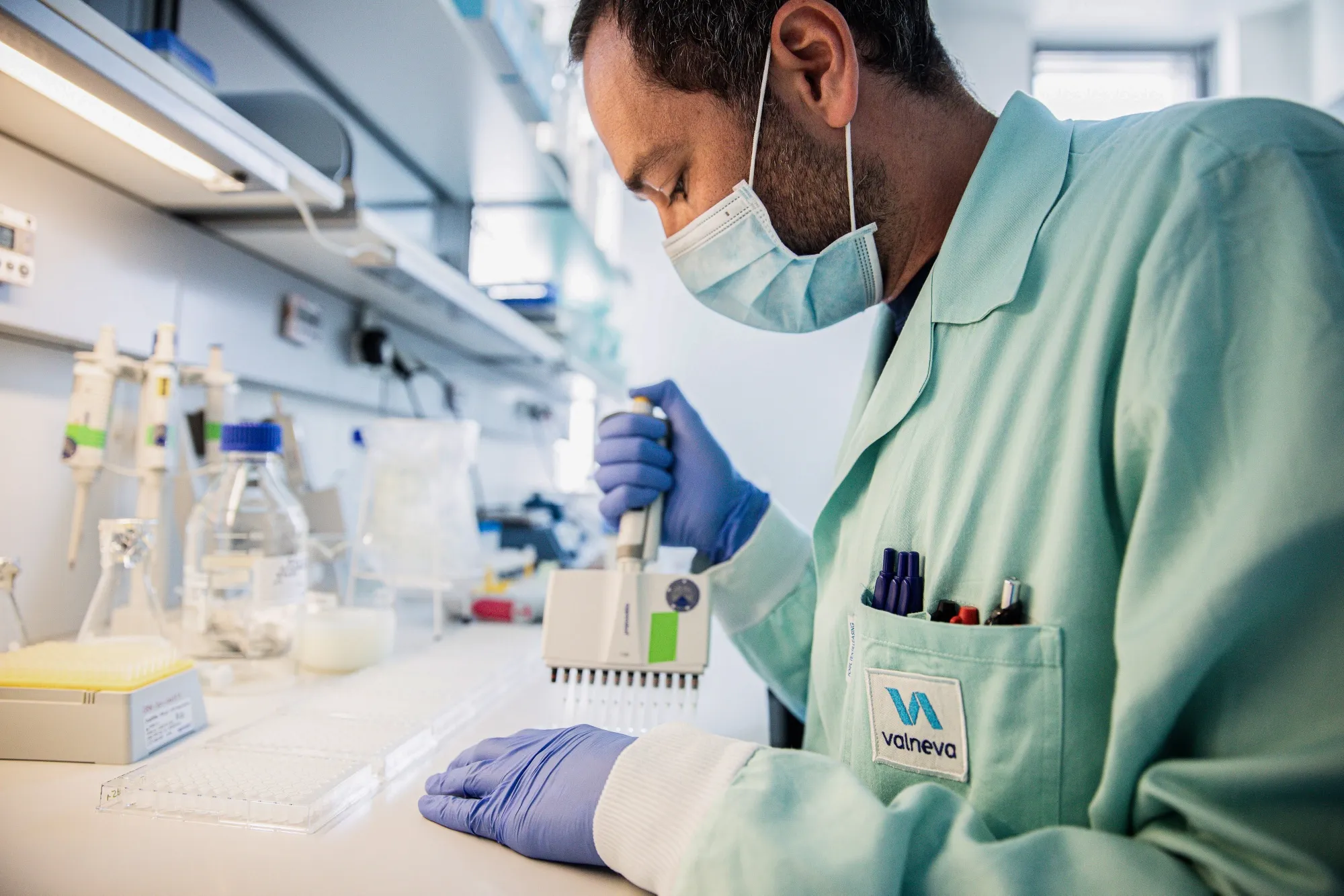 A lab technician at the Valneva SA laboratories in Vienna.
