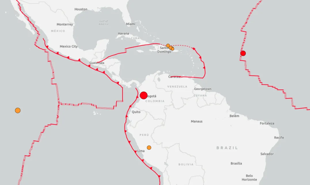 Magnitude 7.4 earthquake strikes western Colombia, shaking Bogota and causing injuries and damage in Chocó and Pereira; governors report significant structural impact
