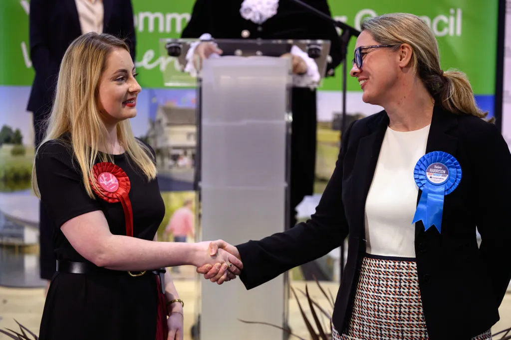 Labour Party candidate Gen Kitchen (left) defeated Conservative Party candidate Helen Harrison in the Wellingborough by-election.