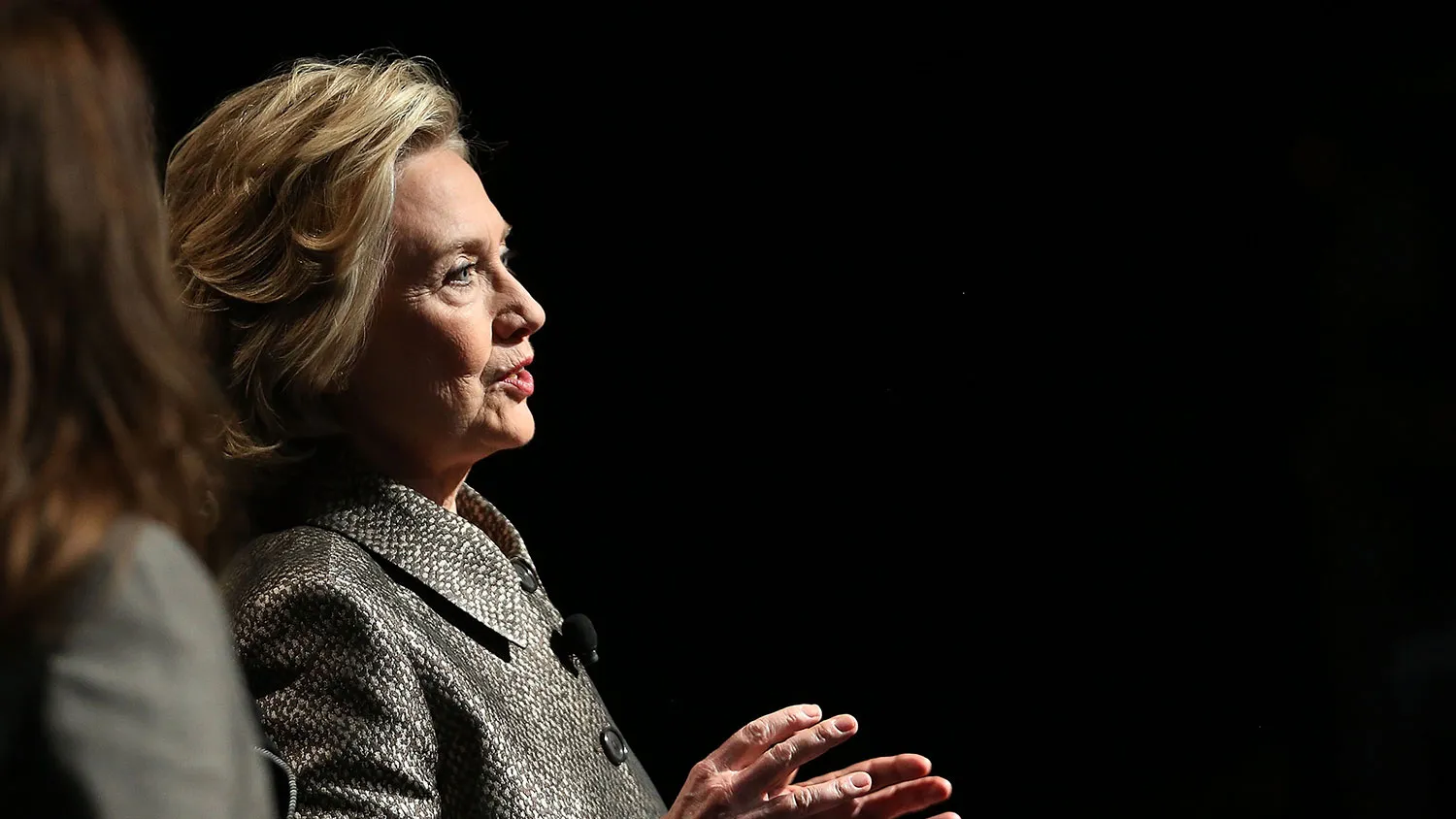 Former Secretary of State Hillary Rodham Clinton speaks on stage with Gates Foundation Co-Chair Melinda Gates and Clinton Foundation Vice Chair Chelsea Clinton for the official release of the No Ceilings Full Participation Report which coincides with the start of the 59th session of the United Nations' Commission on the Status of Women on March 9, 2015 in New York City.
