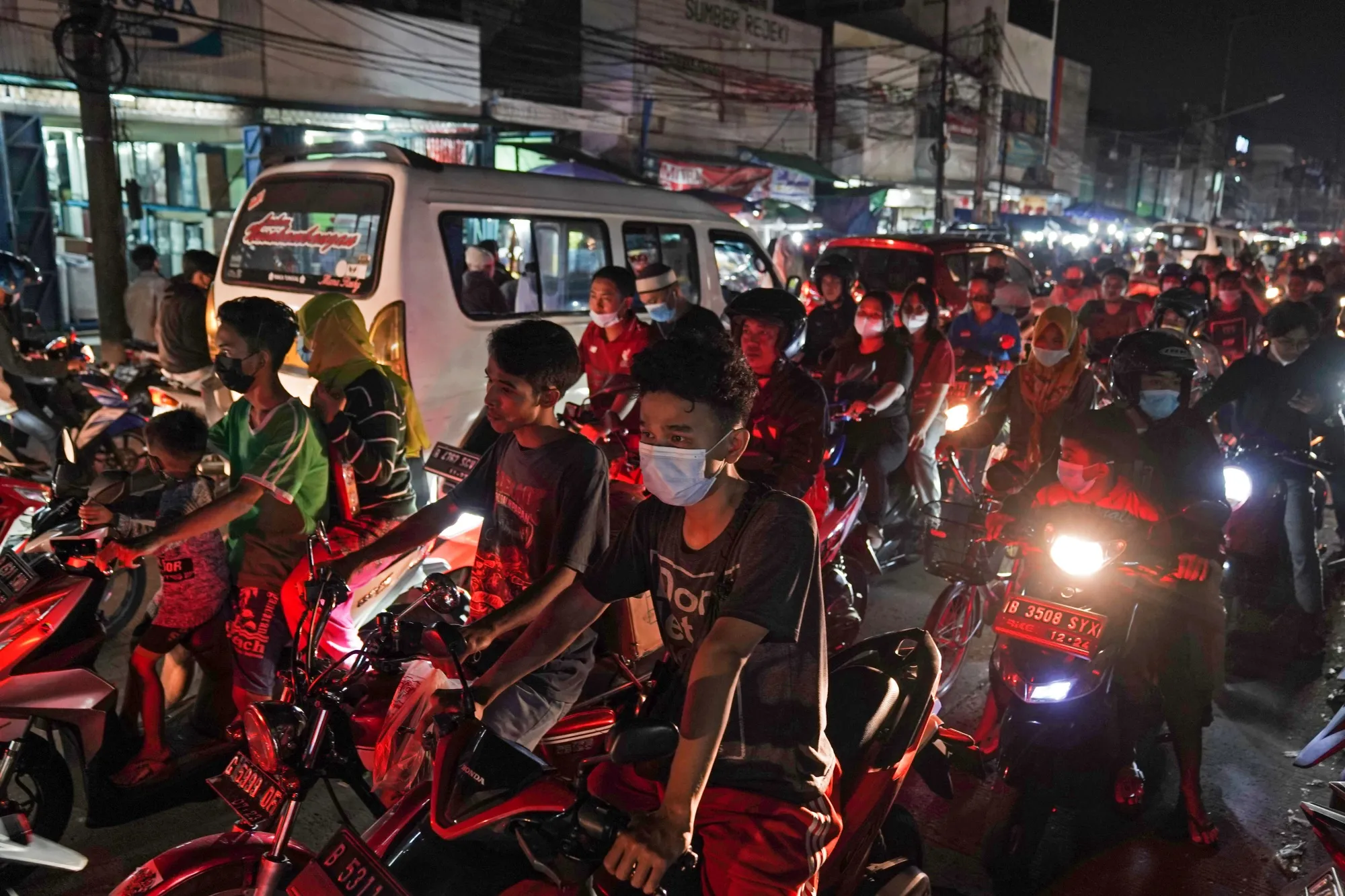 Motorcyclists in Jakarta, on May 12.
