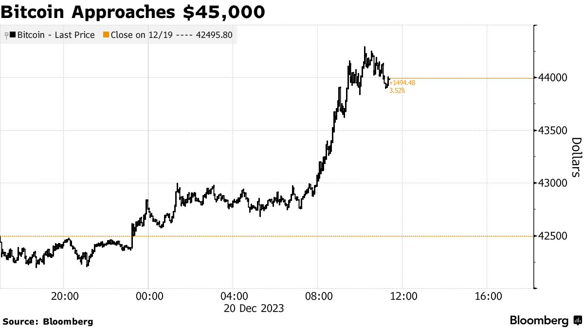 暗号資産の熱狂再び、ミームがけん引ービットコイン４万5000ドル視野 - Bloomberg
