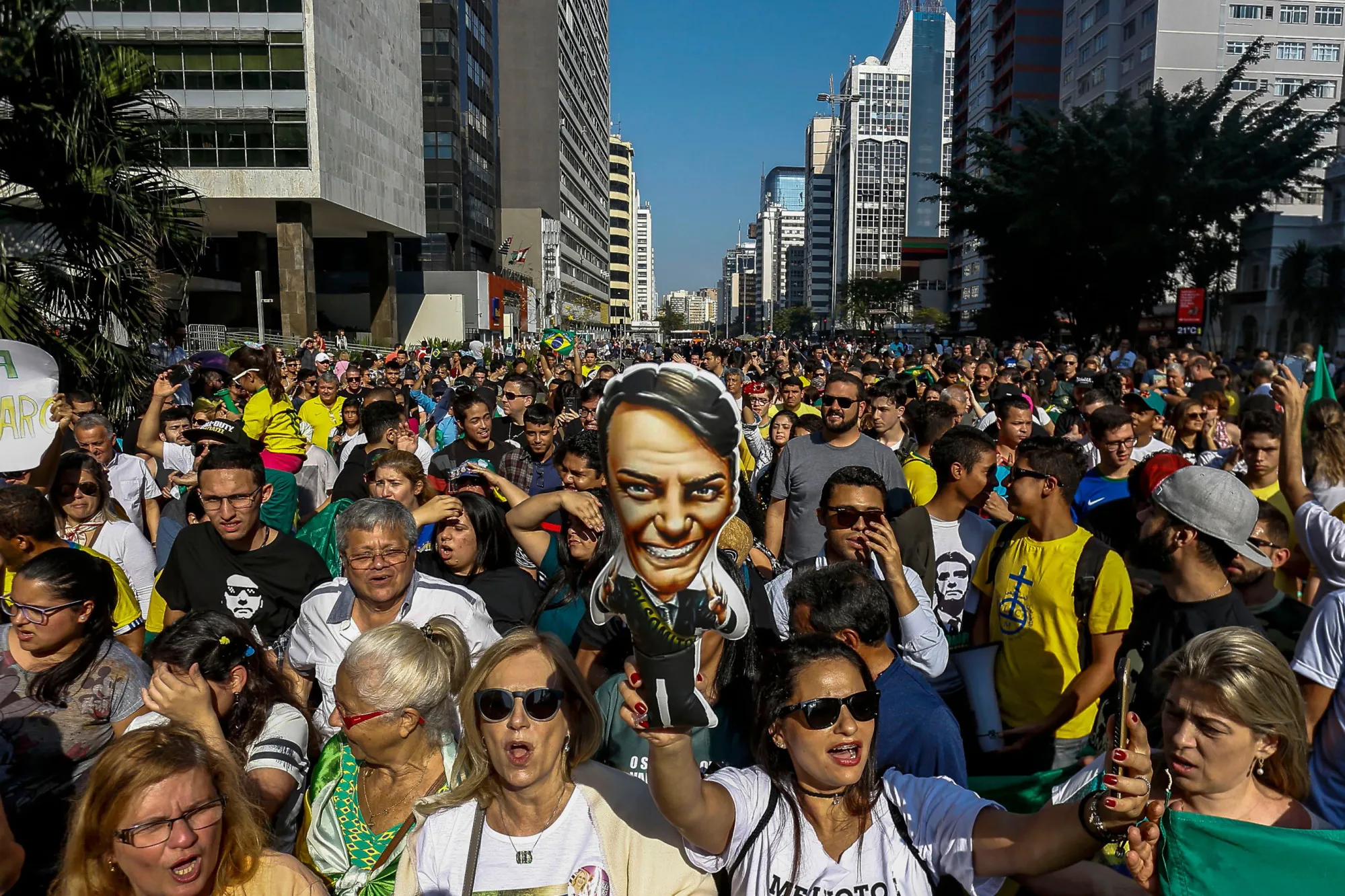 Jair Bolsonaro’s supporters hold a rally in Sao Paulo