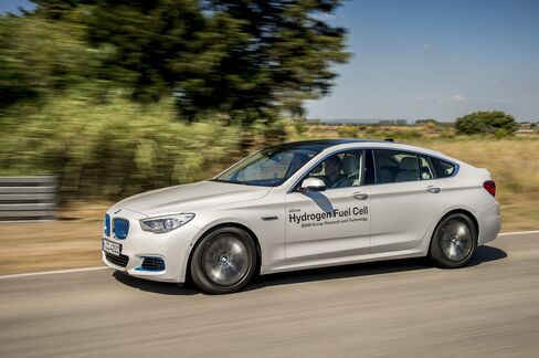 A BMW 5-Series Gran Turismo hydrogen fuel-cell prototype auto