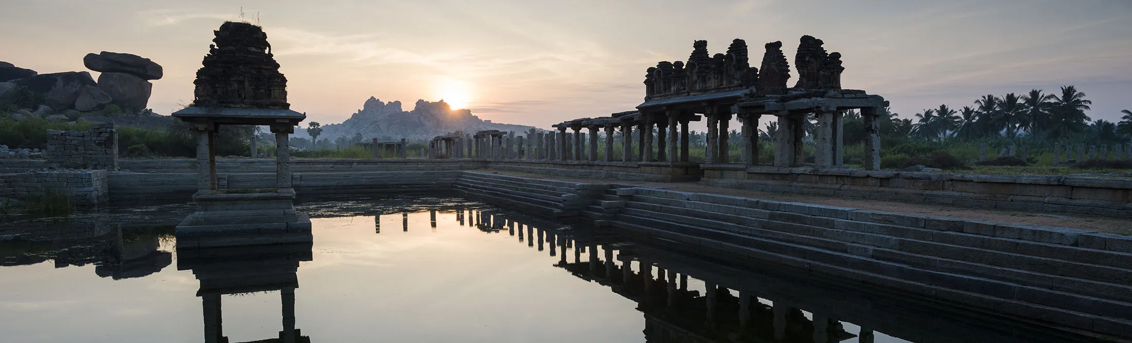 The Krishna Bazar, part of the ruins of India’s former Vijayanagara Empire, which was established in 1336 by Harihara I and his brother Bukka Raya I of the&nbsp;Sangama Dynasty and lasted until 1646.&nbsp;