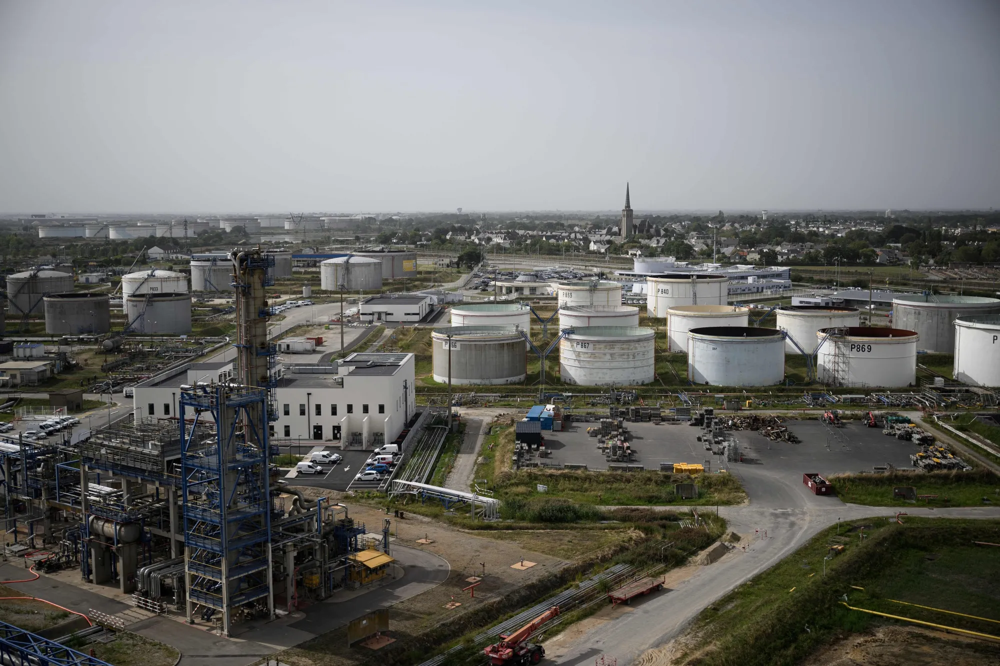 Storage tanks at an oil refinery&nbsp;in Donges, France.