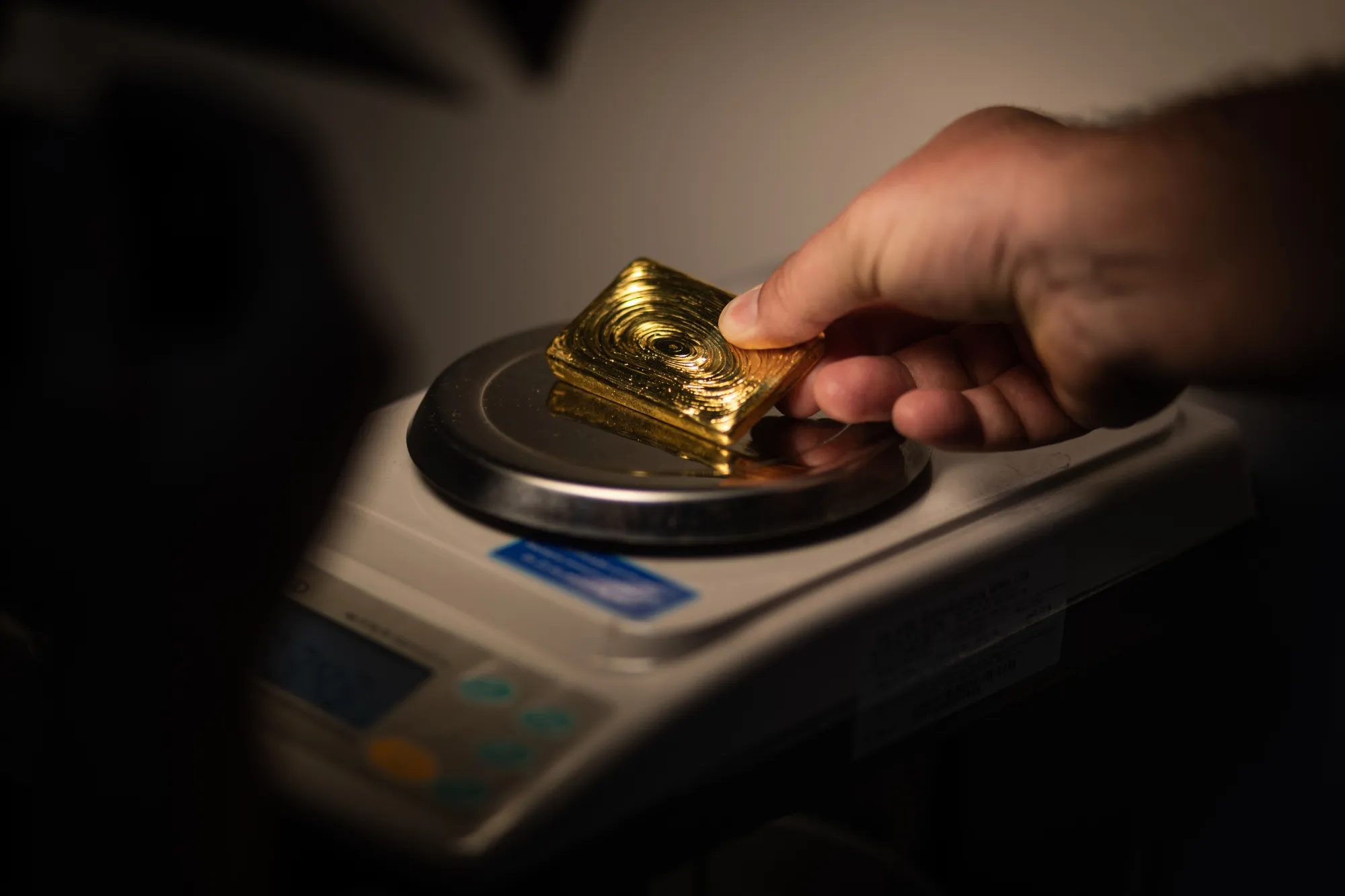 A processed gold bar tested at a gold exchange house in Pocone, Mato Grosso state, Brazil.