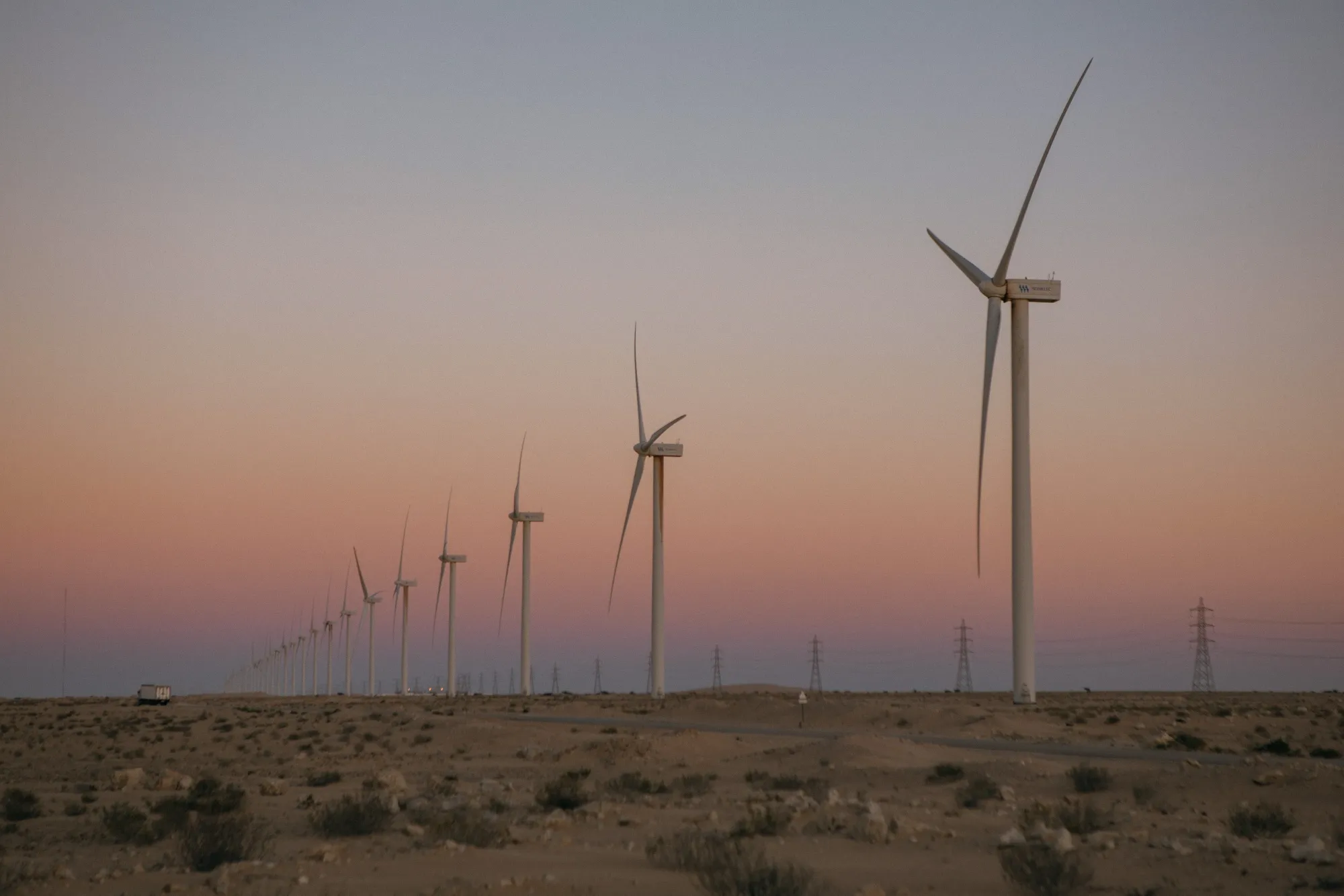 A wind turbine farm near Nouadhibou, Mauritania, on Feb. 4.