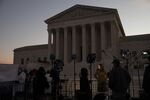 Television news outlet set up outside the U.S. Supreme Court in the morning of Dec. 1. 