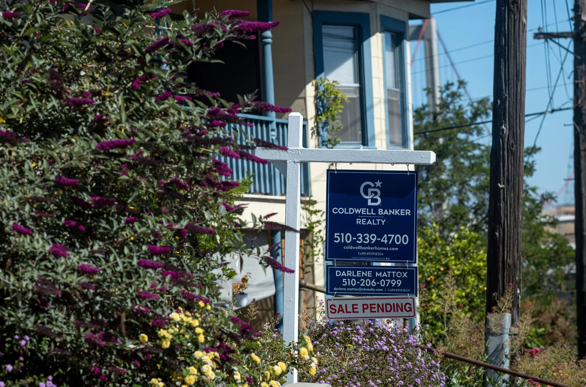 A "For Sale" sign outside a house in Crockett, California, US.