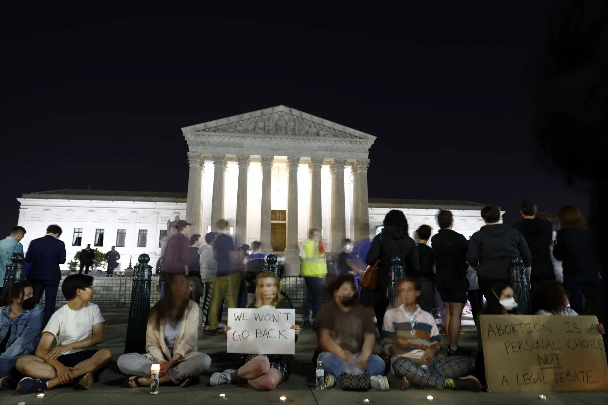 Demonstrators outside the U.S. Supreme Court in Washington, on&nbsp;May 3.