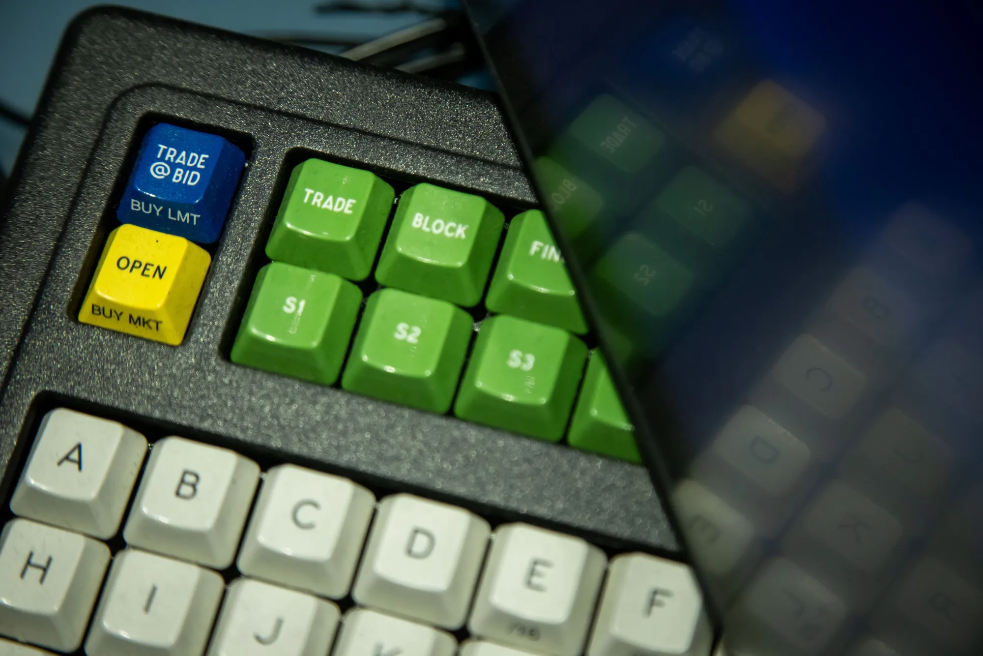 A trading keyboard on the floor at the New York Stock Exchange (NYSE) in New York, US.