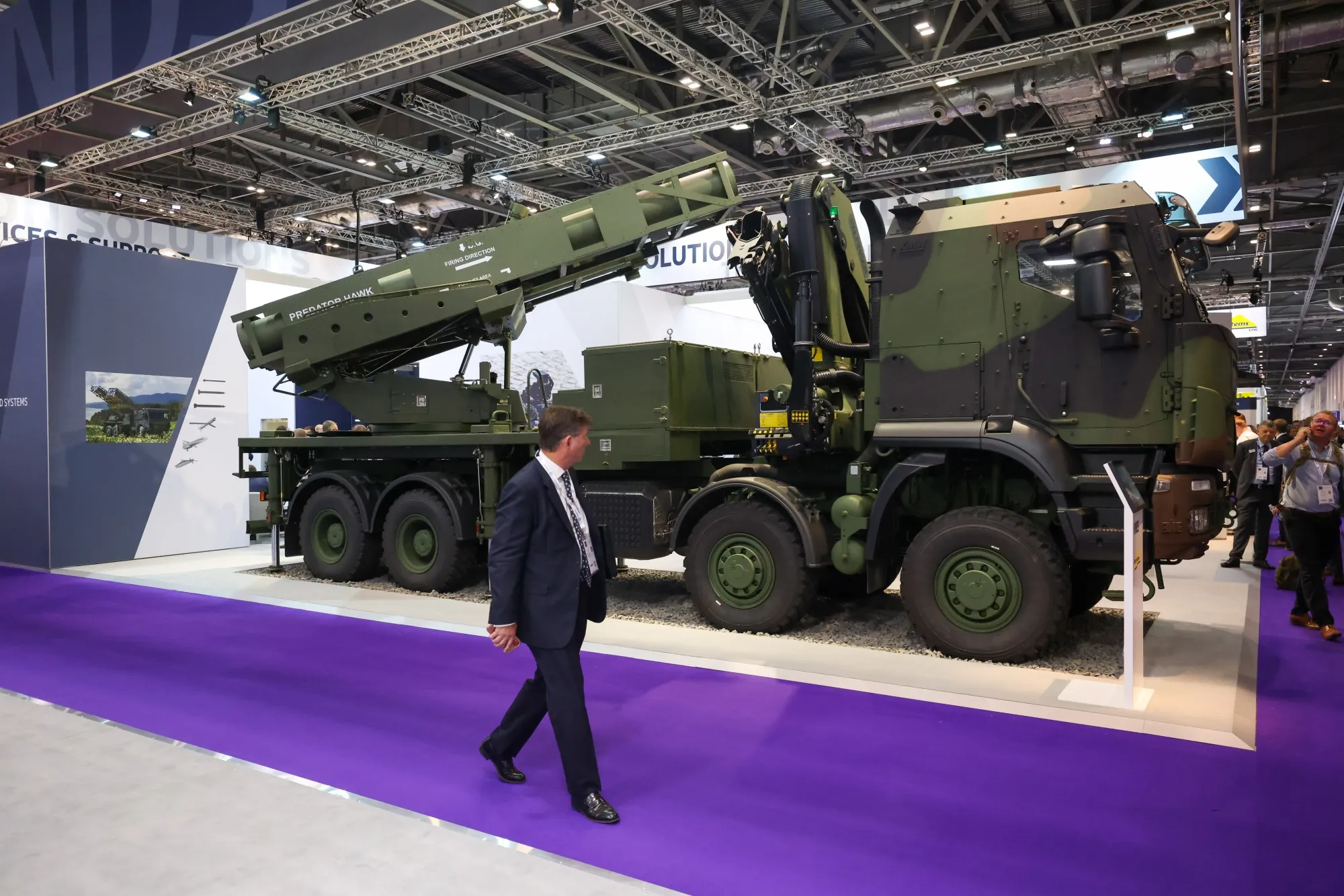 A EuroPULS MRL mounted on an Iveco Trakker 8X8 chassis in London in 2023. 