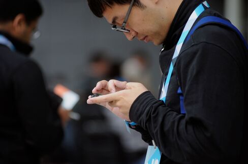 An attendee in line for the Google I/O conference in San Francisco on May 28.