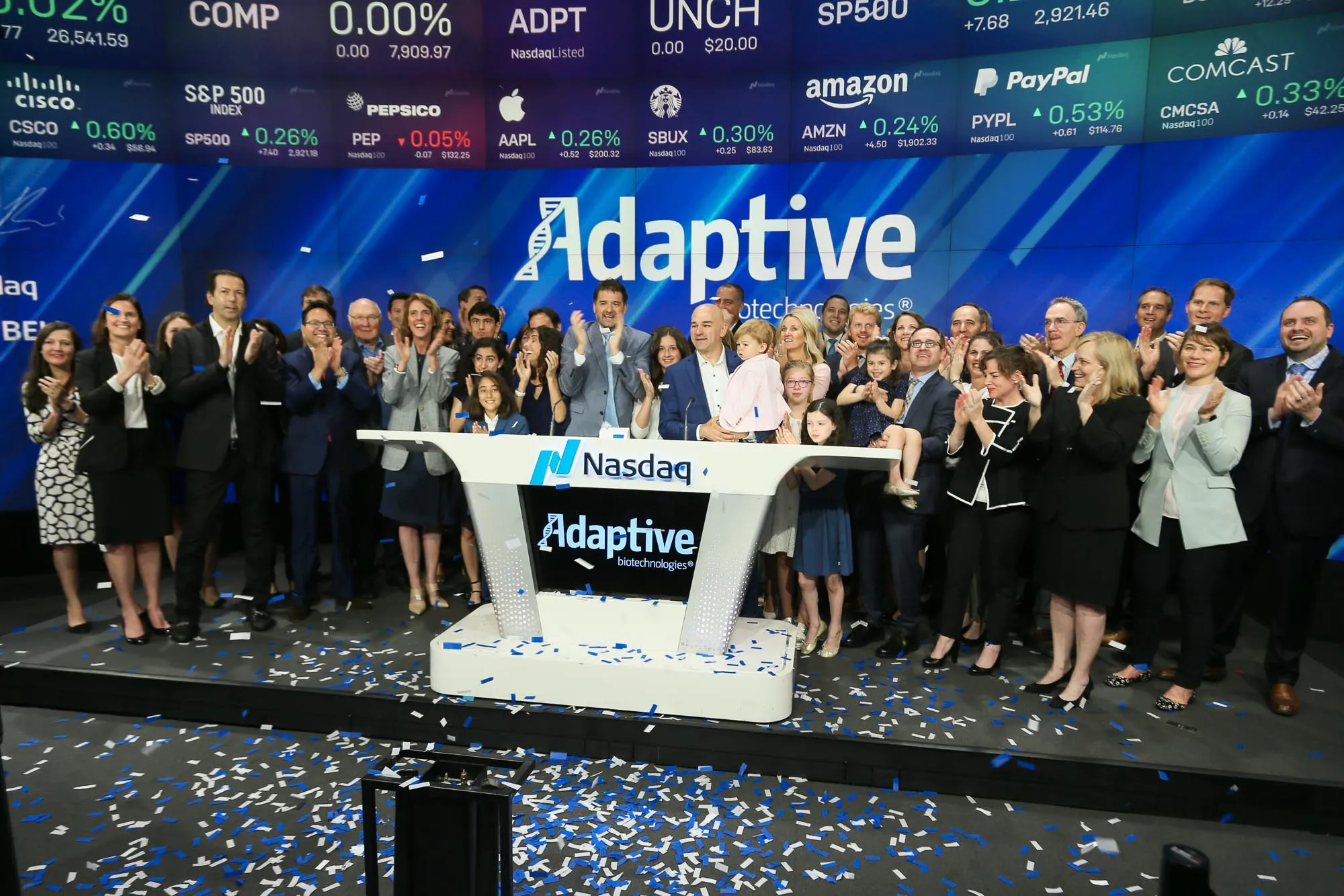 Adaptive Biotechnologies Corp. IPO at the Nasdaq MarketSite on June 27.