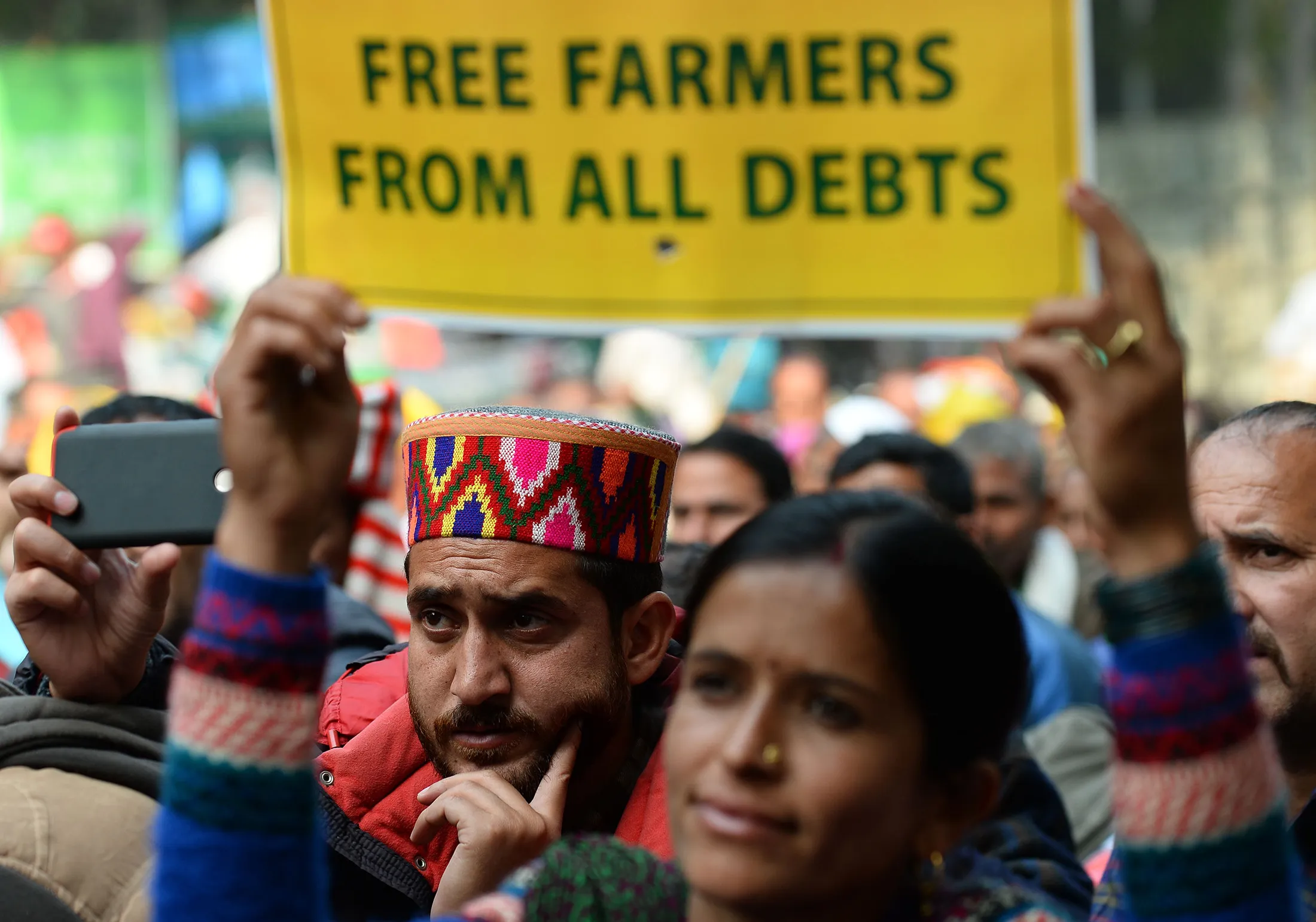Farmers protest&nbsp;in New Delhi on Nov. 21, 2017.&nbsp;