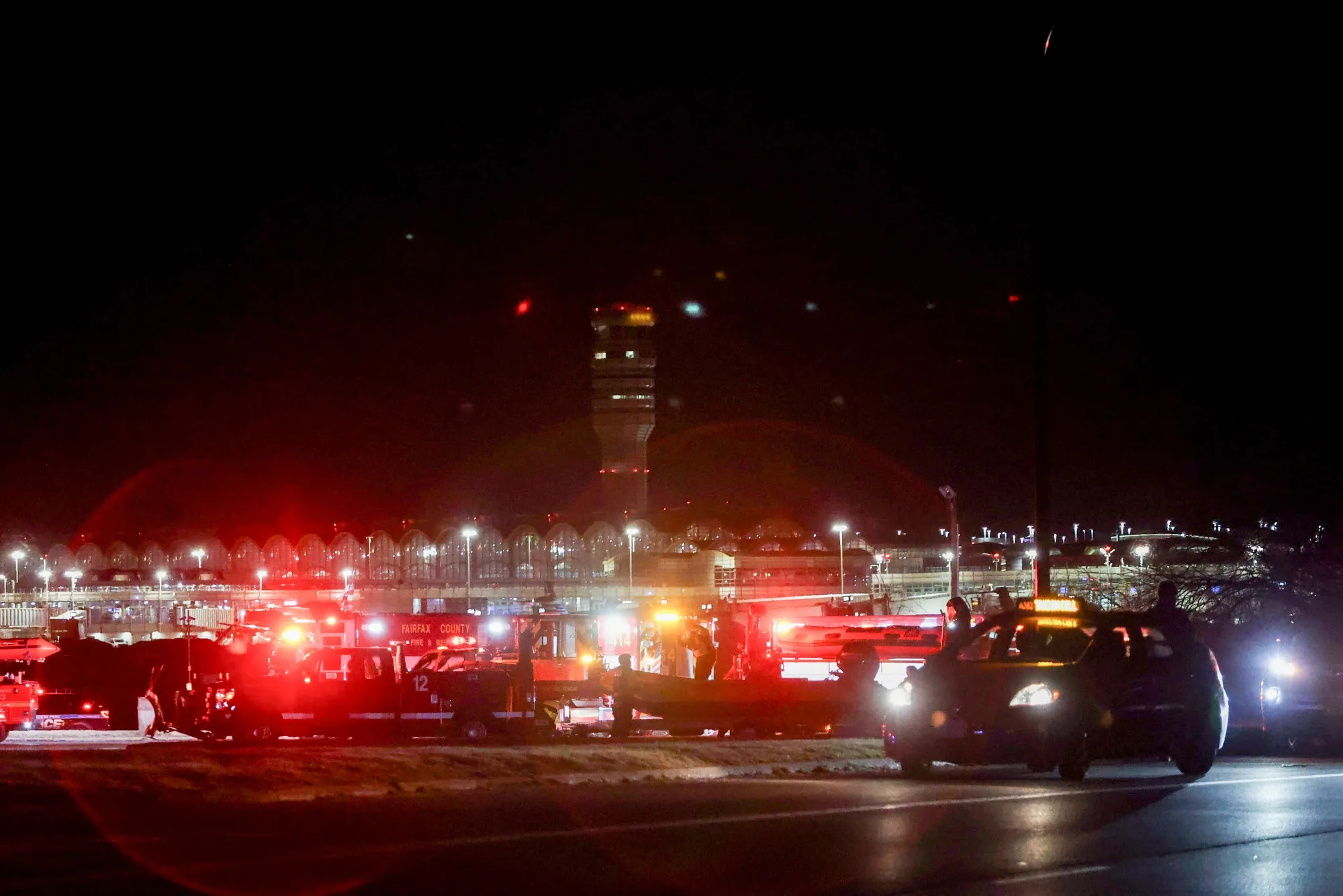 Emergency crews respond to the crash site near the Potomac River after a passenger jet collided with a helicopter while landing at Ronald Reagan Washington National Airport (DCA) in January.