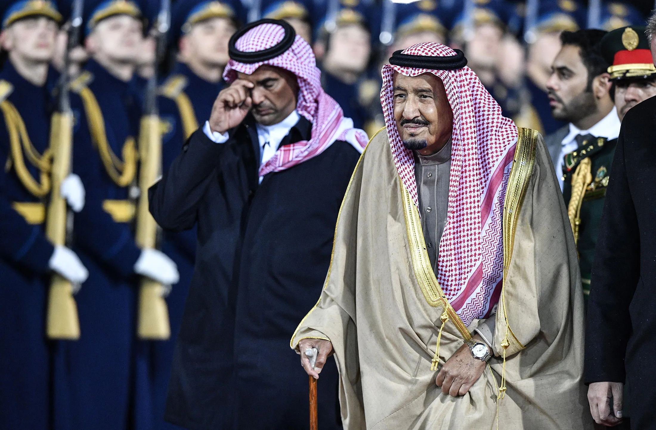 Saudi Arabia's King Salman bin Abdulaziz Al Saud&nbsp;arrives&nbsp;at Moscow's Vnukovo Airport on Oct. 4, 2017.&nbsp;