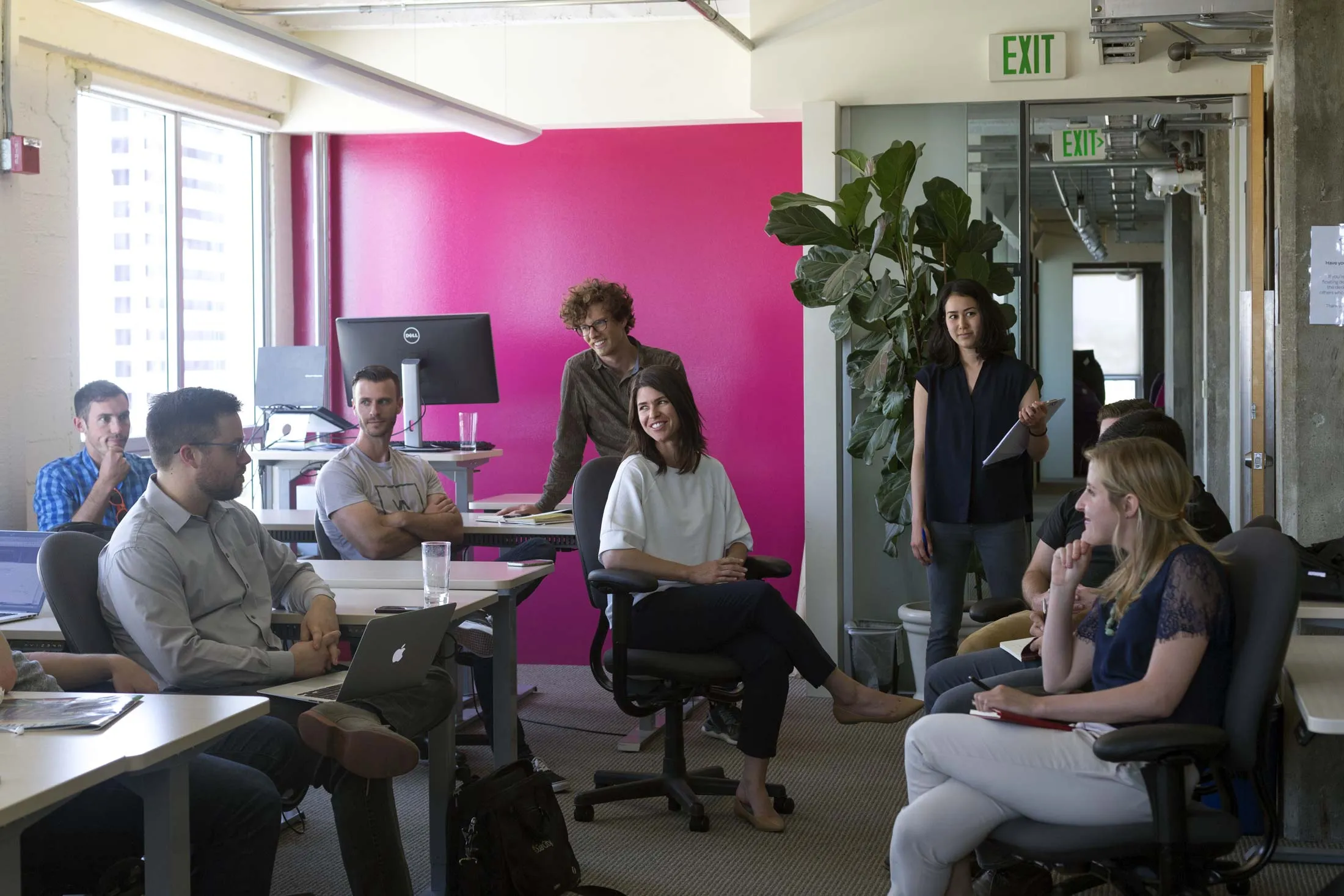 Powerhouse Co-Founder and CEO Emily Kirsch leads an introduction at the invite-only Open House, held every Wednesday at the Powerhouse headquarters in Oakland, CA.&nbsp;
