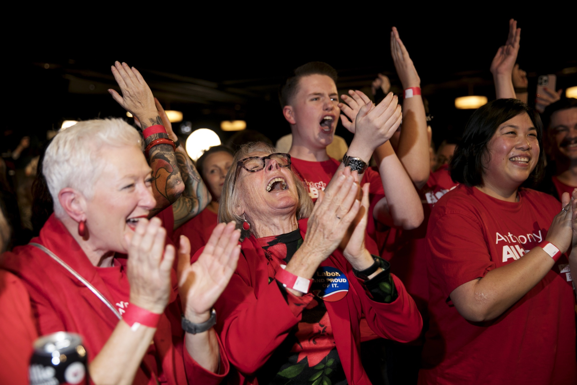 Supporters at the Labor Party election night event in Sydney.